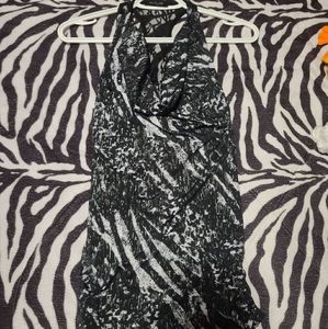 Zebra print dressy tank with lace back